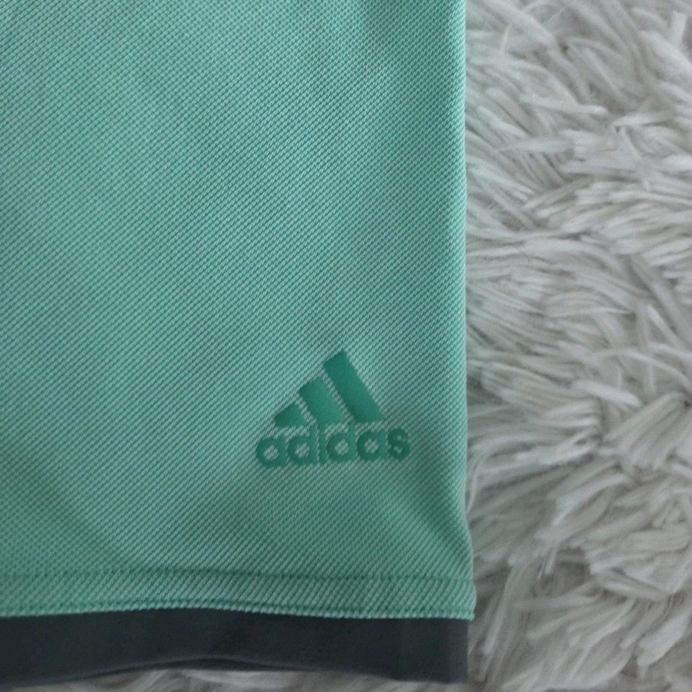 Adidas Golf Mens XL Climacool Polo Shirt Mint Green Glenmore Logo Short Sleeve - Picture 7 of 8